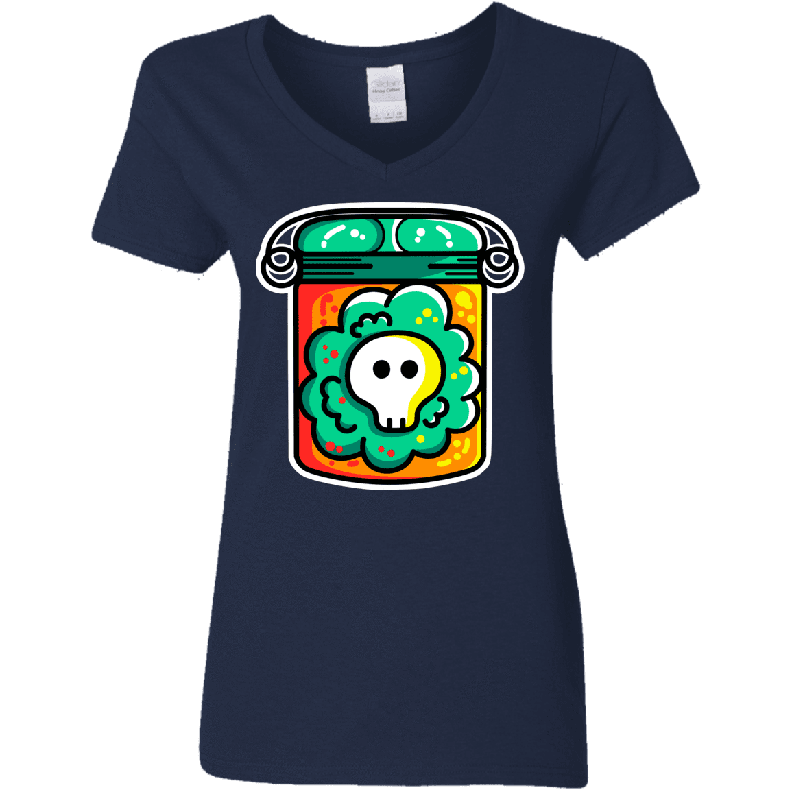 T-Shirts Navy / S Cute Skull In A Jar Women's V-Neck T-Shirt