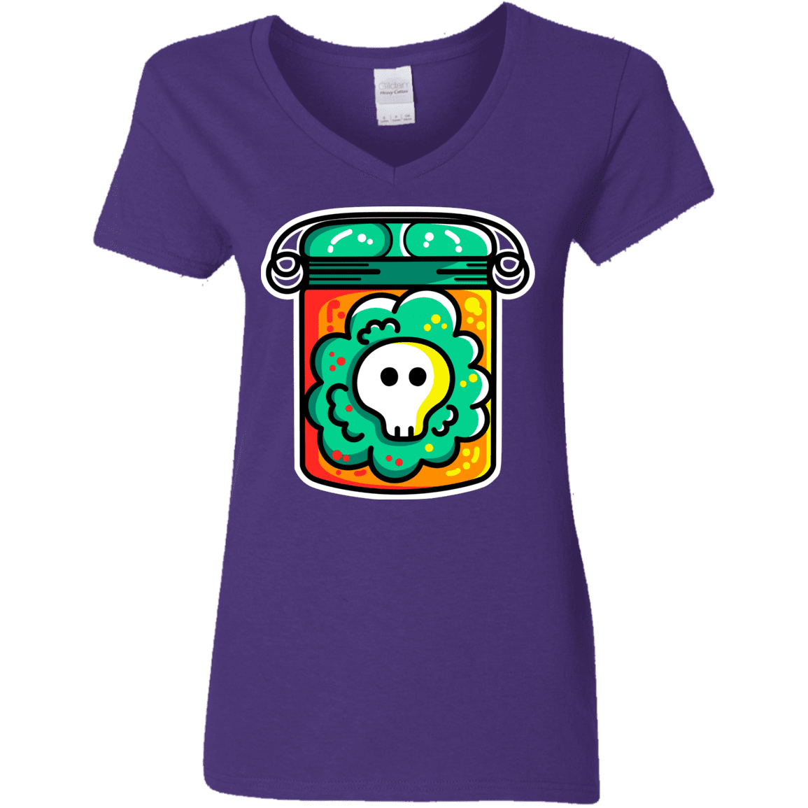 T-Shirts Purple / S Cute Skull In A Jar Women's V-Neck T-Shirt
