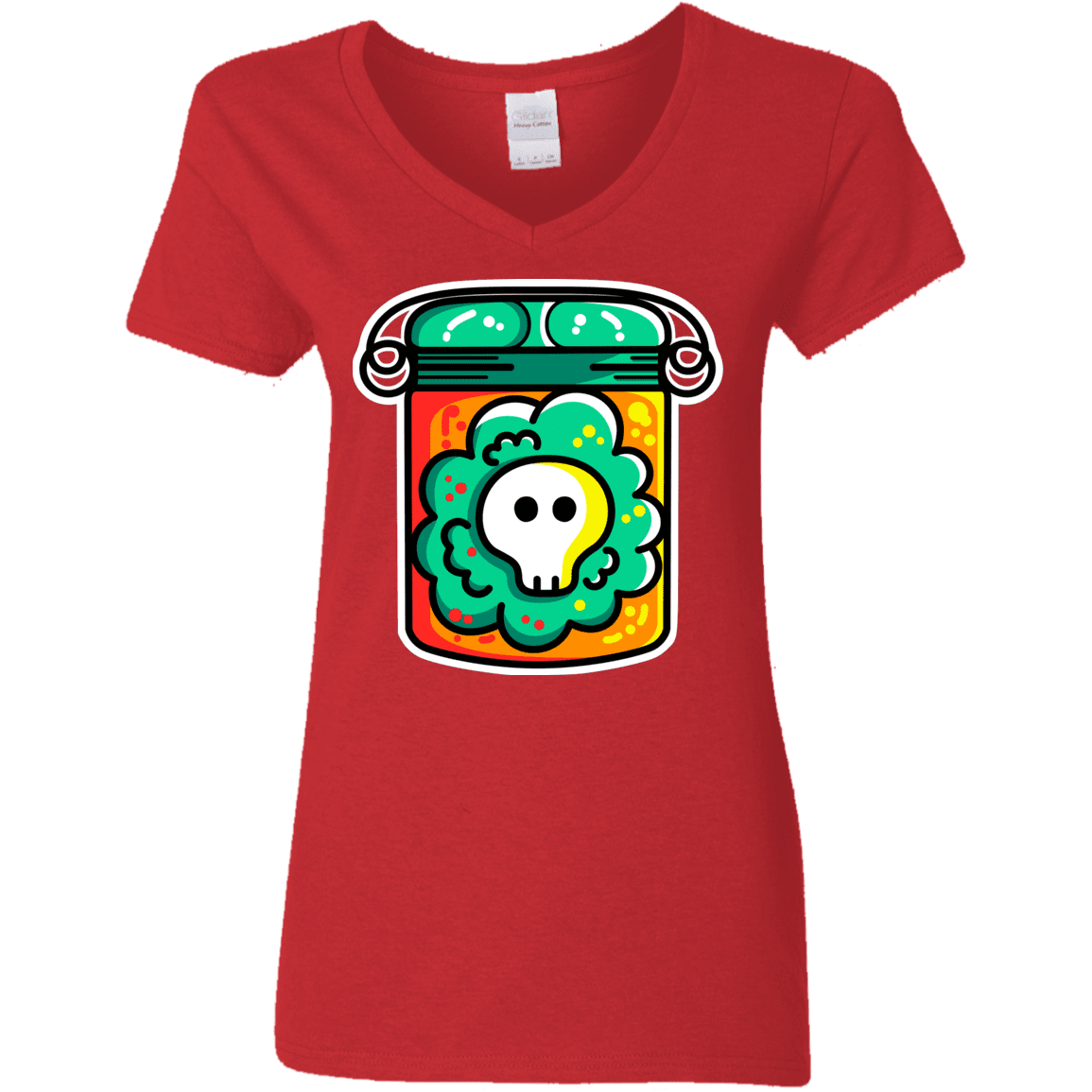 T-Shirts Red / S Cute Skull In A Jar Women's V-Neck T-Shirt