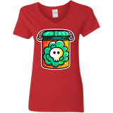 T-Shirts Red / S Cute Skull In A Jar Women's V-Neck T-Shirt