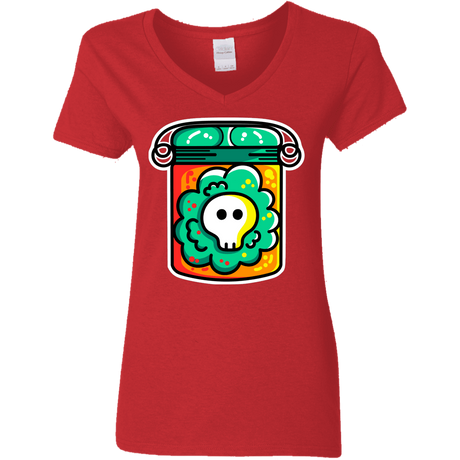 T-Shirts Red / S Cute Skull In A Jar Women's V-Neck T-Shirt