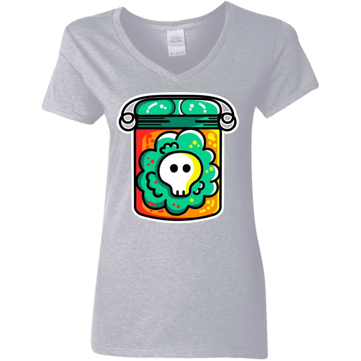 T-Shirts Sport Grey / S Cute Skull In A Jar Women's V-Neck T-Shirt