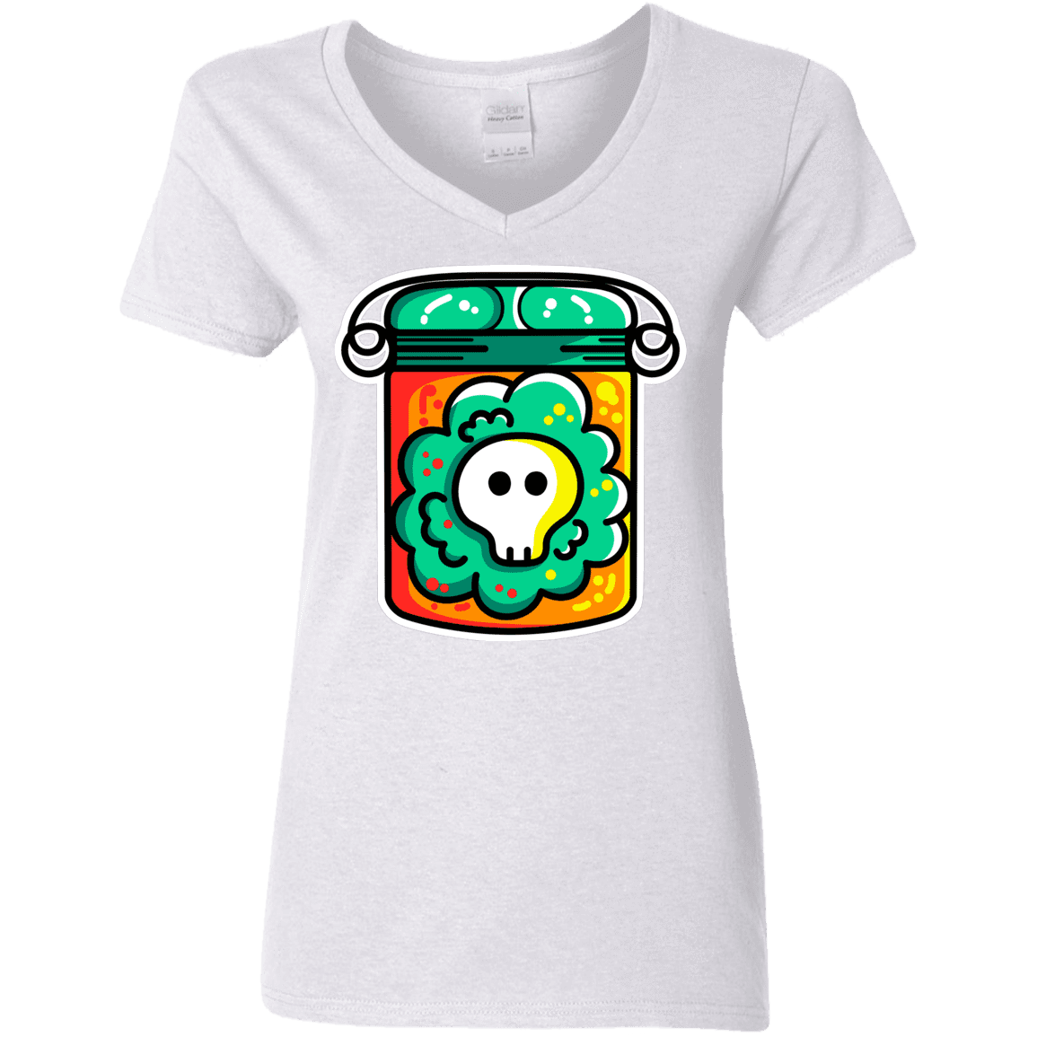 T-Shirts White / S Cute Skull In A Jar Women's V-Neck T-Shirt