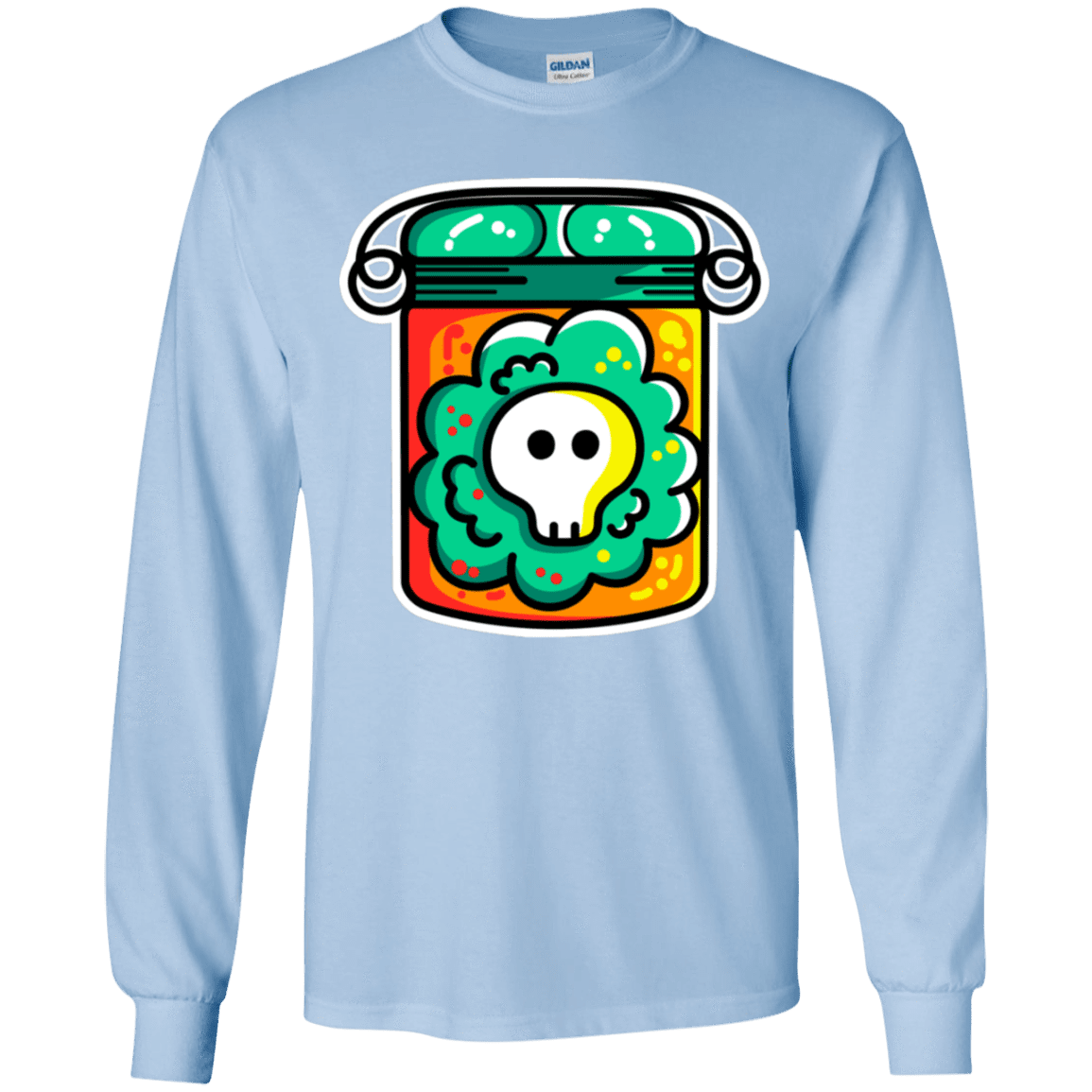 T-Shirts Light Blue / YS Cute Skull In A Jar Youth Long Sleeve T-Shirt