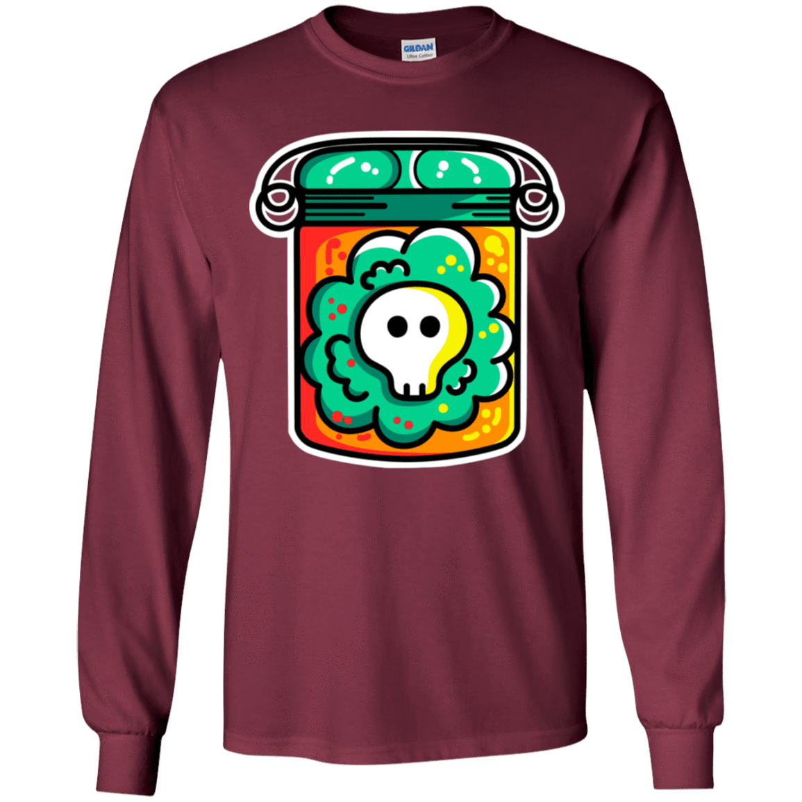 T-Shirts Maroon / YS Cute Skull In A Jar Youth Long Sleeve T-Shirt