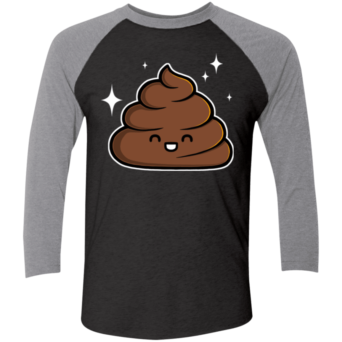 T-Shirts Vintage Black/Premium Heather / X-Small Cutie Poop Men's Triblend 3/4 Sleeve