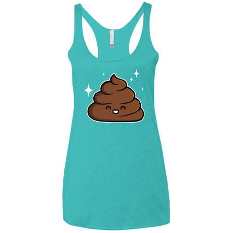 T-Shirts Tahiti Blue / X-Small Cutie Poop Women's Triblend Racerback Tank