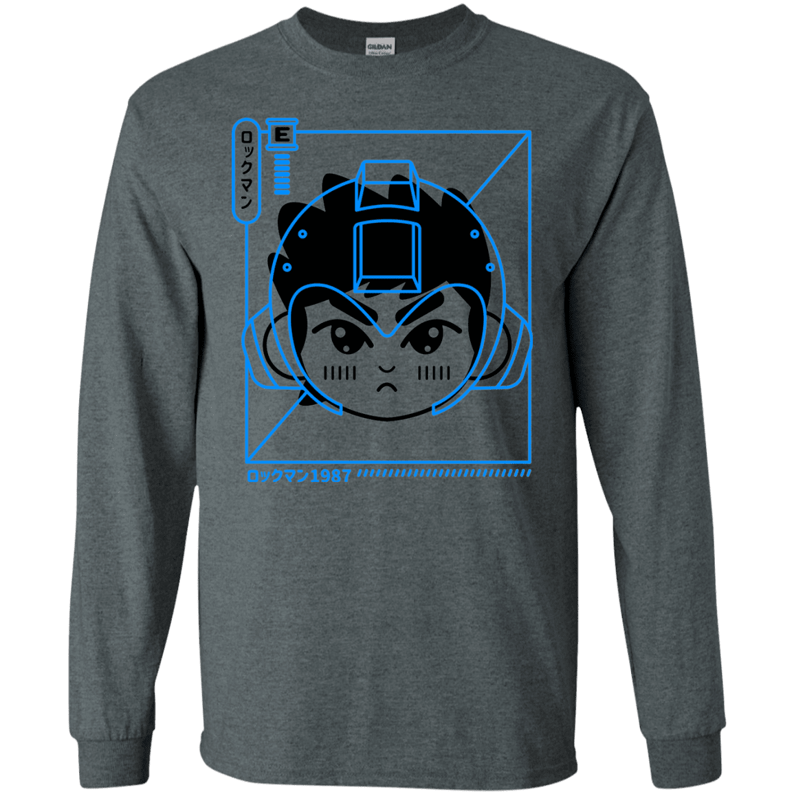 T-Shirts Dark Heather / S Cyber Helmet Rokkuman Men's Long Sleeve T-Shirt