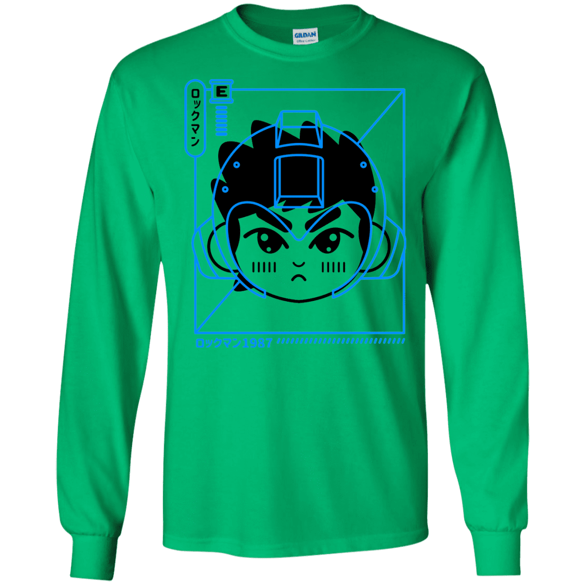 T-Shirts Irish Green / S Cyber Helmet Rokkuman Men's Long Sleeve T-Shirt