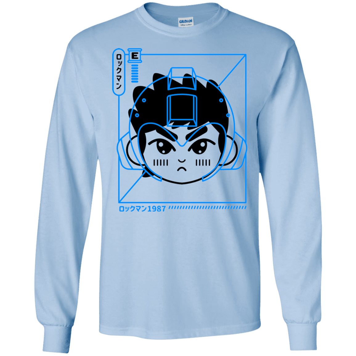 T-Shirts Light Blue / S Cyber Helmet Rokkuman Men's Long Sleeve T-Shirt