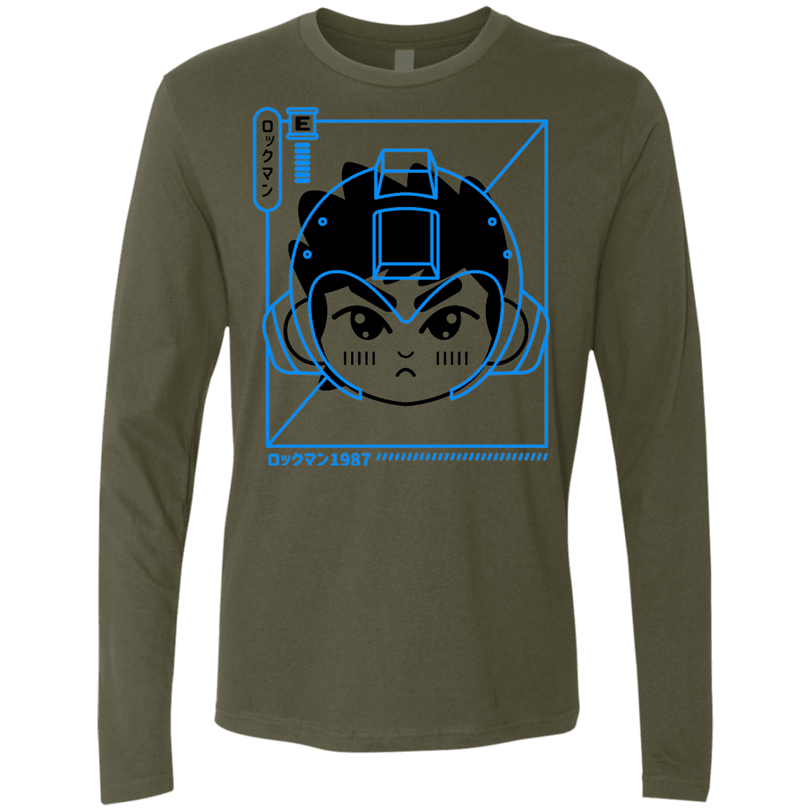 T-Shirts Military Green / S Cyber Helmet Rokkuman Men's Premium Long Sleeve