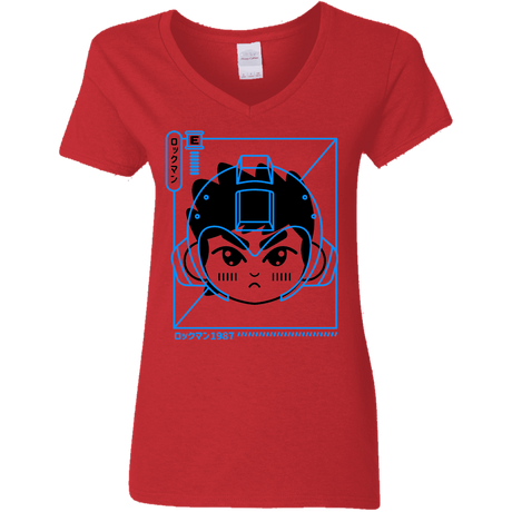 T-Shirts Red / S Cyber Helmet Rokkuman Women's V-Neck T-Shirt