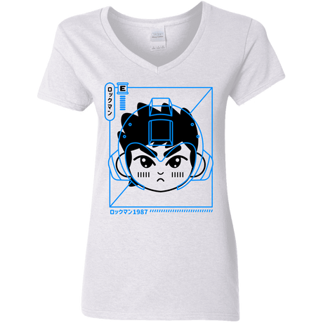 T-Shirts White / S Cyber Helmet Rokkuman Women's V-Neck T-Shirt