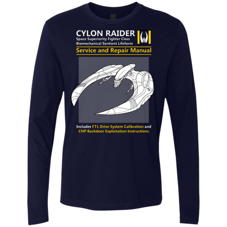 T-Shirts Midnight Navy / Small CYLON RAIDER SERVICE & REPAIR MANUAL Men's Premium Long Sleeve