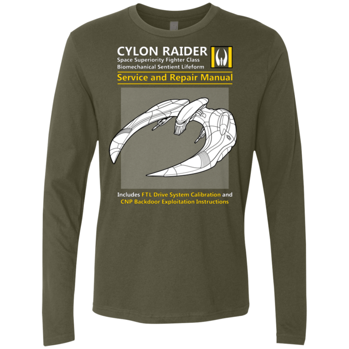 T-Shirts Military Green / Small CYLON RAIDER SERVICE & REPAIR MANUAL Men's Premium Long Sleeve