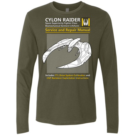 T-Shirts Military Green / Small CYLON RAIDER SERVICE & REPAIR MANUAL Men's Premium Long Sleeve