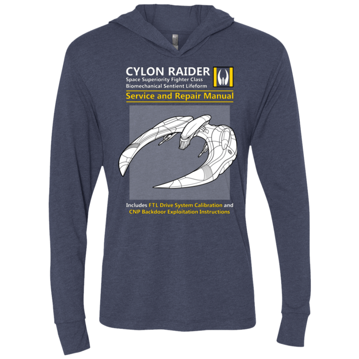 T-Shirts Vintage Navy / X-Small CYLON RAIDER SERVICE & REPAIR MANUAL Triblend Long Sleeve Hoodie Tee