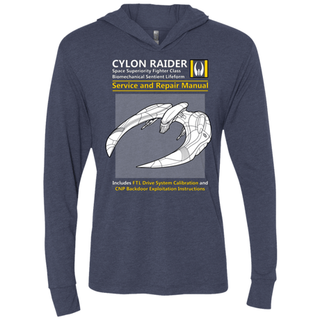 T-Shirts Vintage Navy / X-Small CYLON RAIDER SERVICE & REPAIR MANUAL Triblend Long Sleeve Hoodie Tee