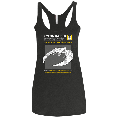 T-Shirts Vintage Black / X-Small CYLON RAIDER SERVICE & REPAIR MANUAL Women's Triblend Racerback Tank