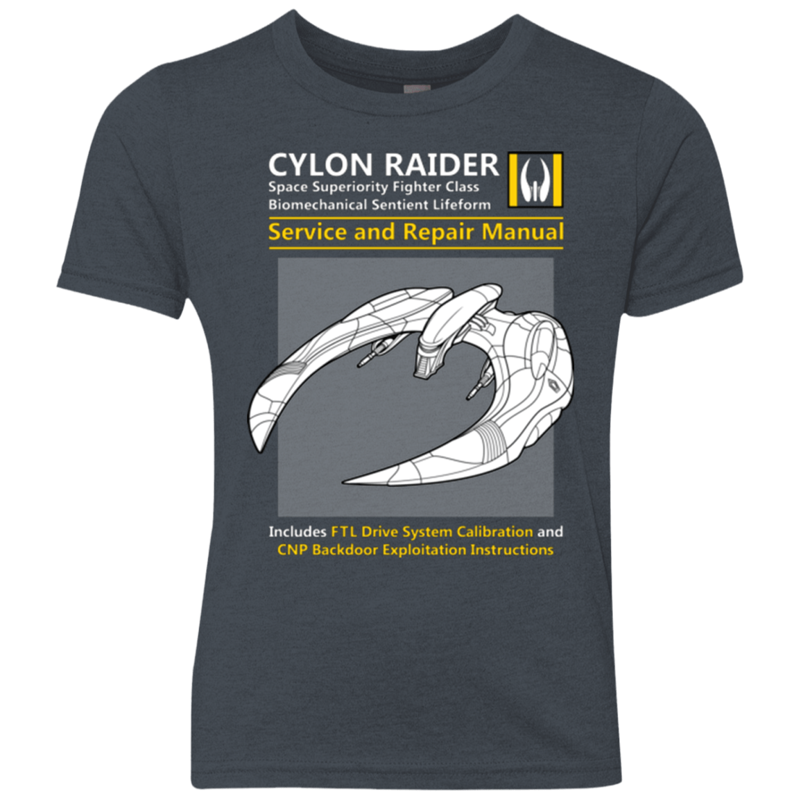 T-Shirts Vintage Navy / YXS CYLON RAIDER SERVICE & REPAIR MANUAL Youth Triblend T-Shirt
