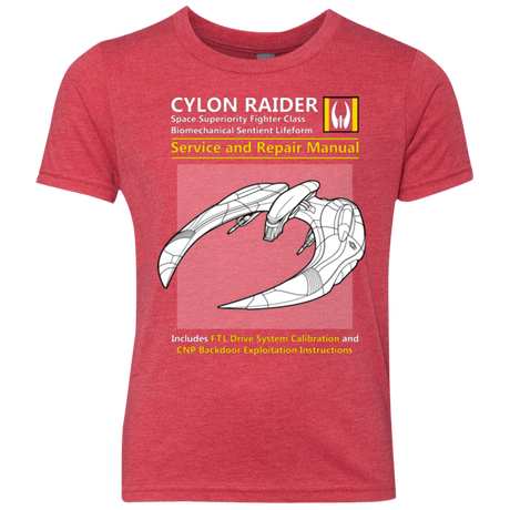 T-Shirts Vintage Red / YXS CYLON RAIDER SERVICE & REPAIR MANUAL Youth Triblend T-Shirt
