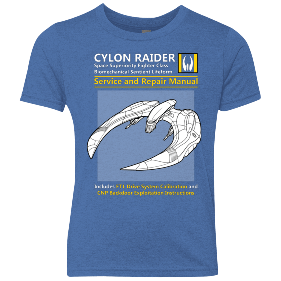 T-Shirts Vintage Royal / YXS CYLON RAIDER SERVICE & REPAIR MANUAL Youth Triblend T-Shirt