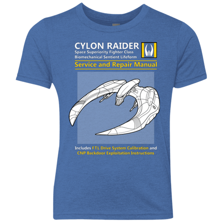 T-Shirts Vintage Royal / YXS CYLON RAIDER SERVICE & REPAIR MANUAL Youth Triblend T-Shirt