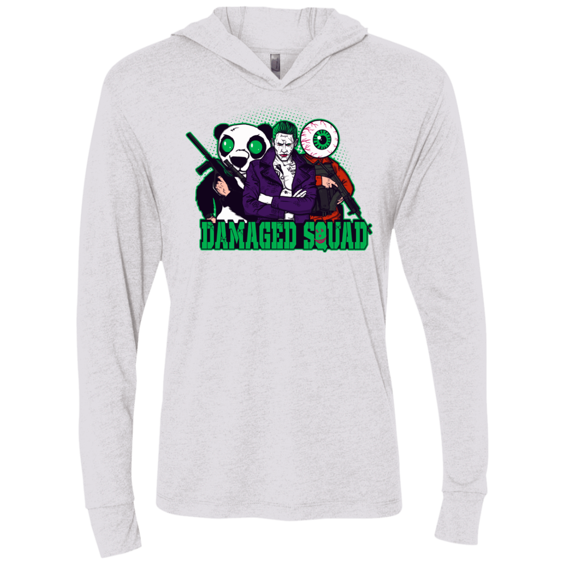 T-Shirts Heather White / X-Small Damaged Squad Triblend Long Sleeve Hoodie Tee