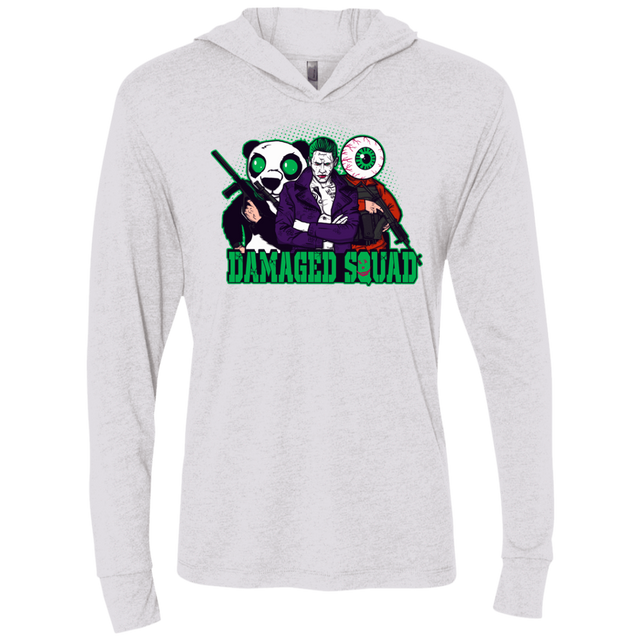 T-Shirts Heather White / X-Small Damaged Squad Triblend Long Sleeve Hoodie Tee