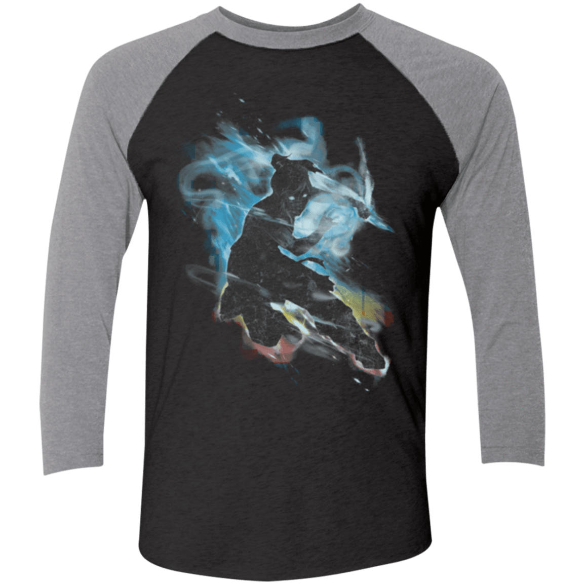T-Shirts Vintage Black/Premium Heather / X-Small Dancing With Elements Korra Men's Triblend 3/4 Sleeve