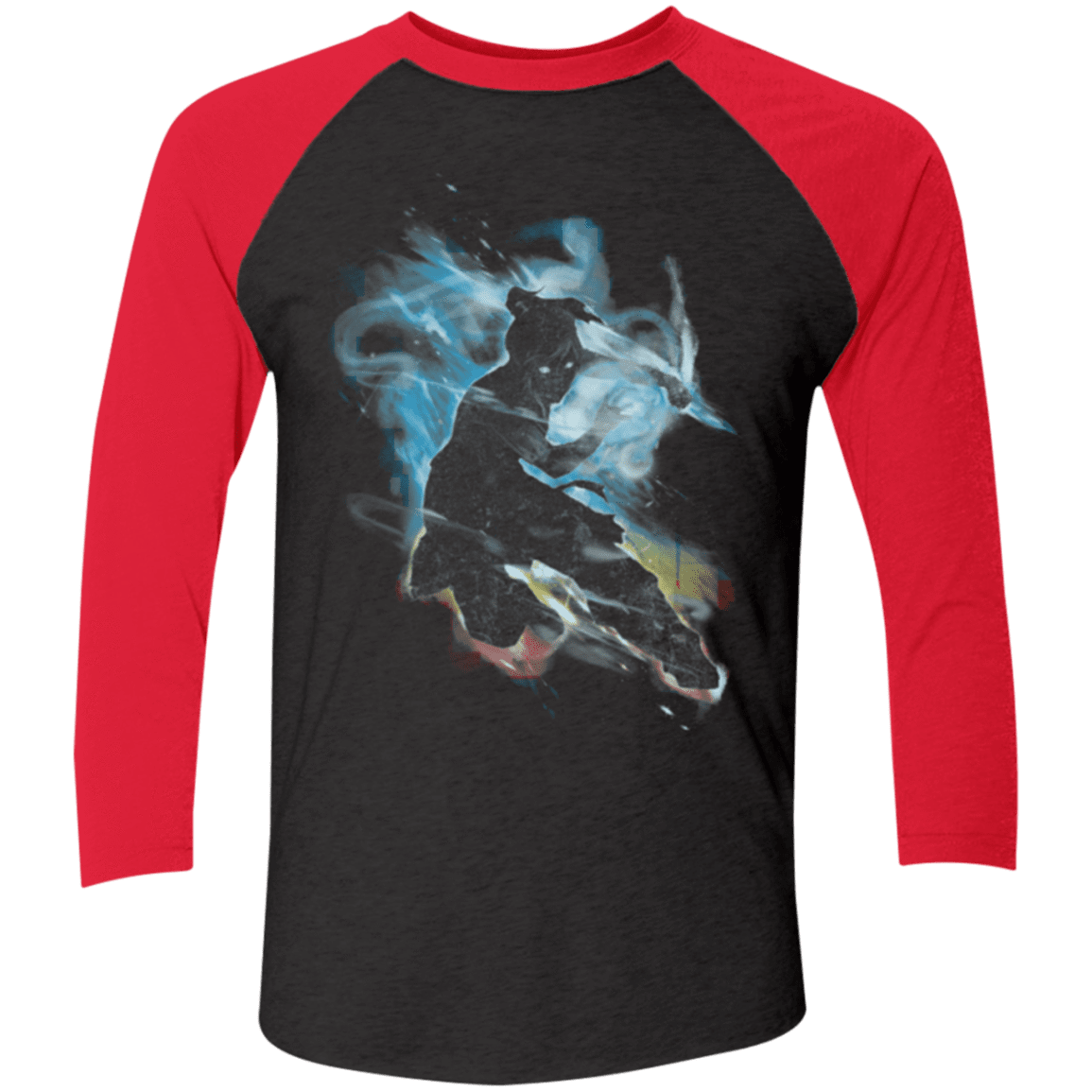T-Shirts Vintage Black/Vintage Red / X-Small Dancing With Elements Korra Men's Triblend 3/4 Sleeve