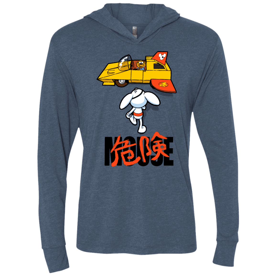 T-Shirts Indigo / X-Small Danger Akira Mouse Triblend Long Sleeve Hoodie Tee