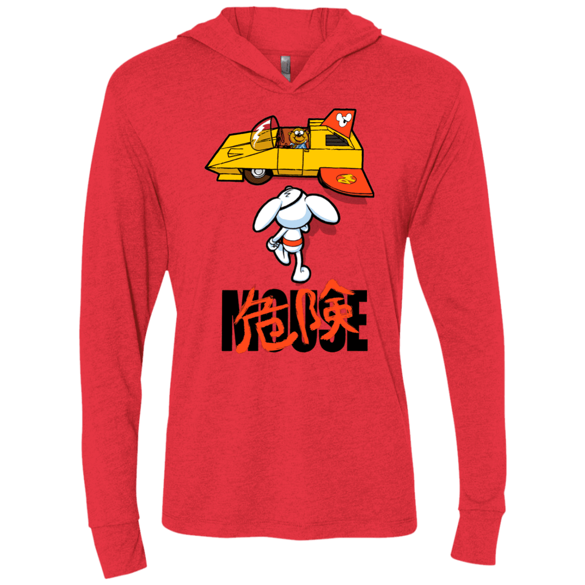 T-Shirts Vintage Red / X-Small Danger Akira Mouse Triblend Long Sleeve Hoodie Tee