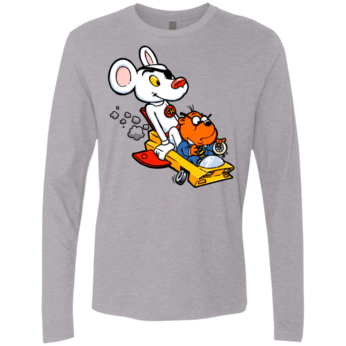 T-Shirts Heather Grey / Small Danger Mouse Men's Premium Long Sleeve