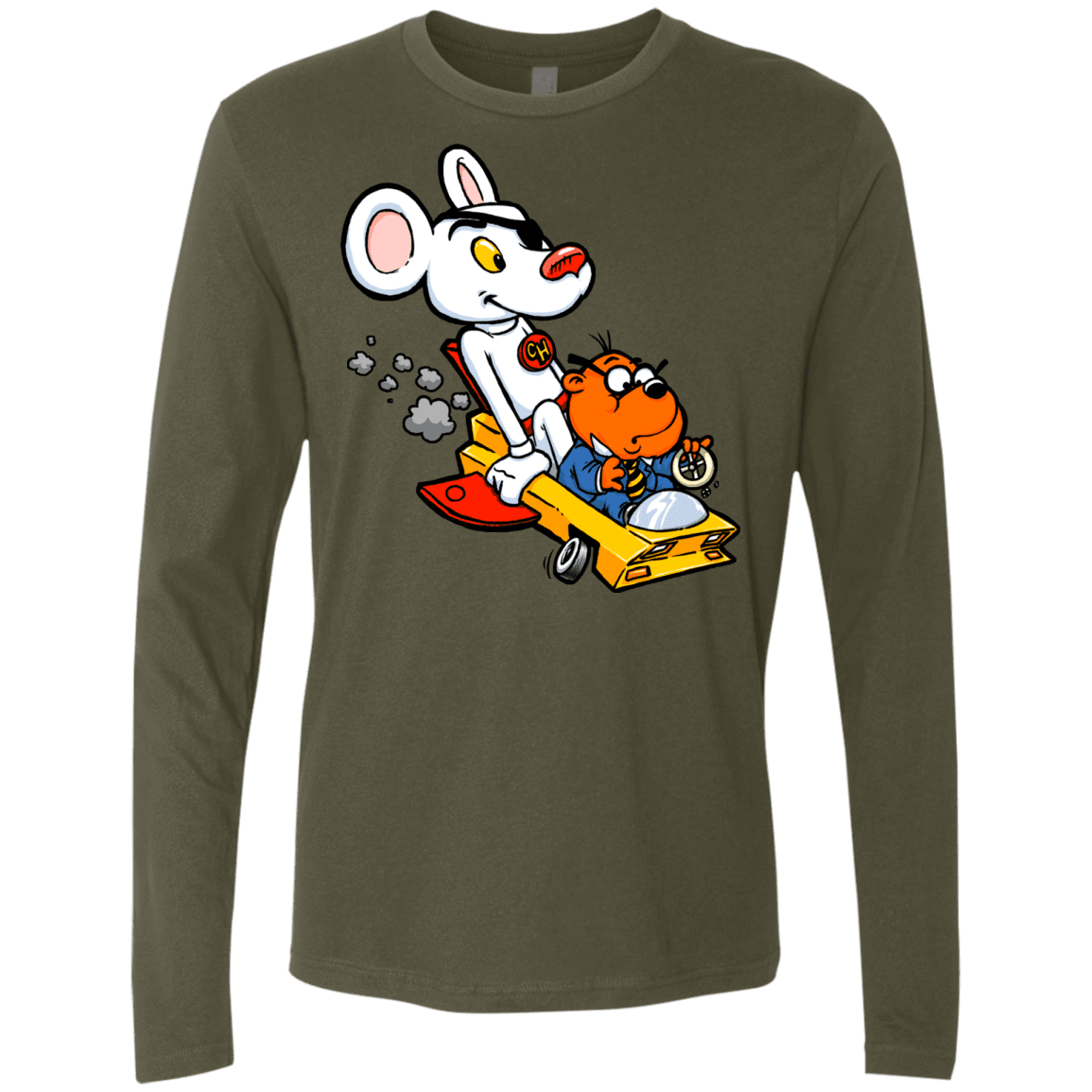 T-Shirts Military Green / Small Danger Mouse Men's Premium Long Sleeve