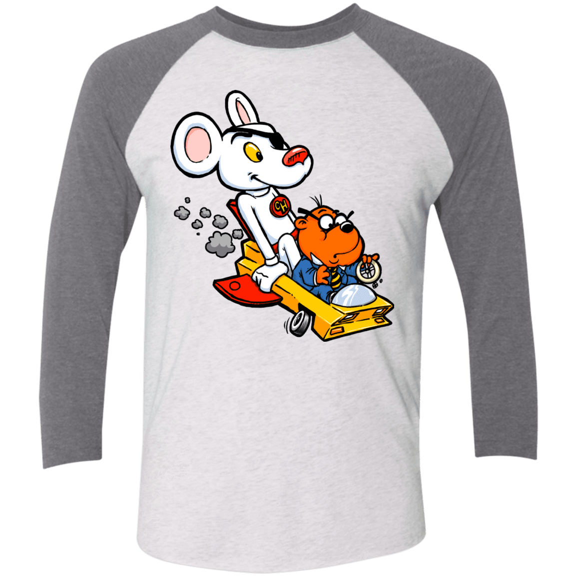T-Shirts Heather White/Premium Heather / X-Small Danger Mouse Men's Triblend 3/4 Sleeve