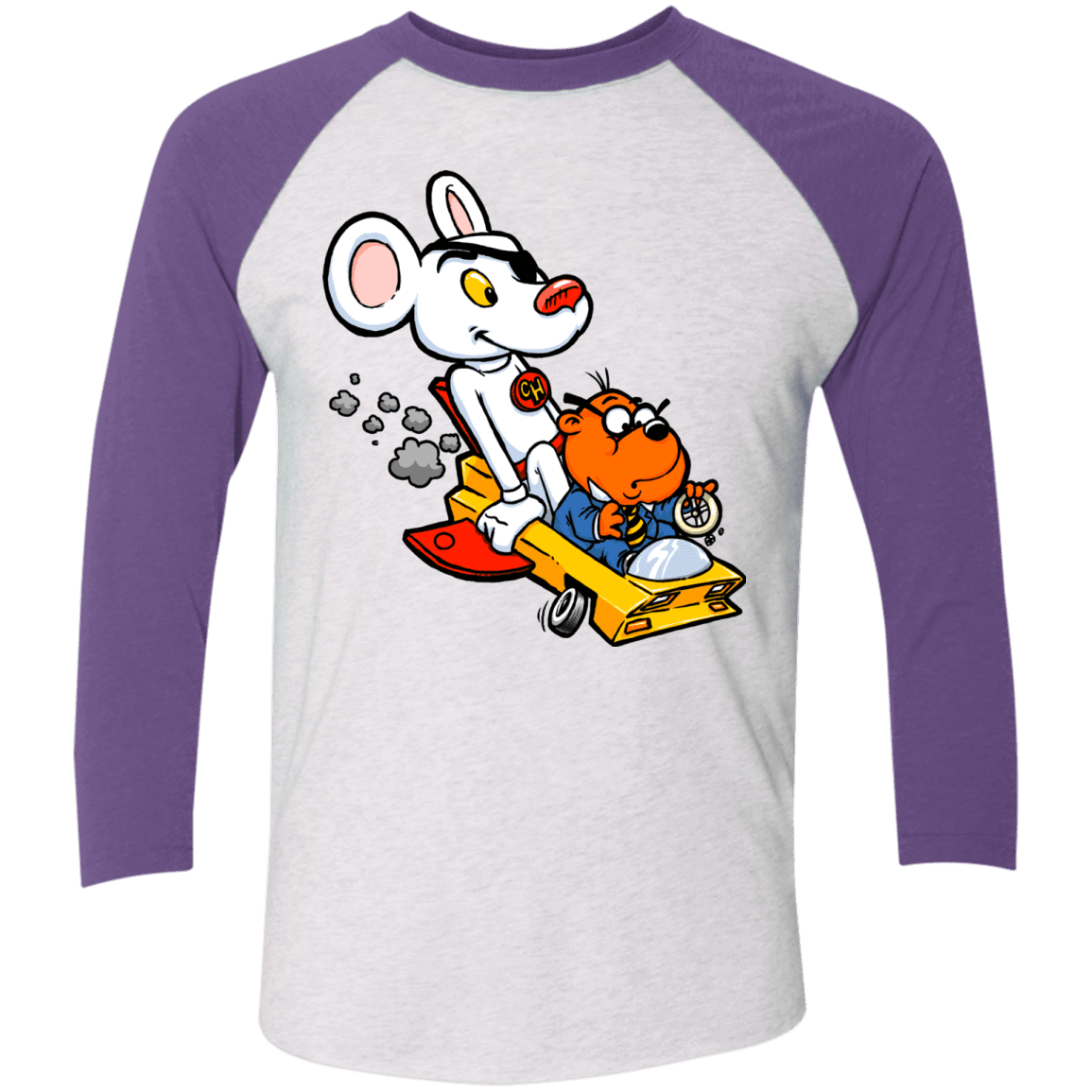 T-Shirts Heather White/Purple Rush / X-Small Danger Mouse Men's Triblend 3/4 Sleeve