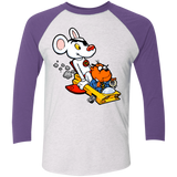 T-Shirts Heather White/Purple Rush / X-Small Danger Mouse Men's Triblend 3/4 Sleeve