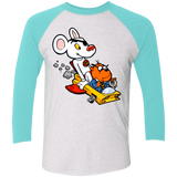 T-Shirts Heather White/Tahiti Blue / X-Small Danger Mouse Men's Triblend 3/4 Sleeve