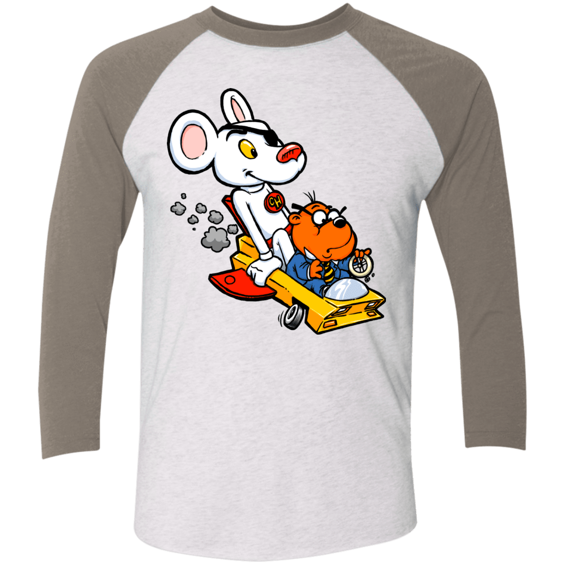 T-Shirts Heather White/Vintage Grey / X-Small Danger Mouse Men's Triblend 3/4 Sleeve