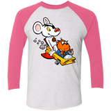 T-Shirts Heather White/Vintage Pink / X-Small Danger Mouse Men's Triblend 3/4 Sleeve