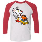 T-Shirts Heather White/Vintage Red / X-Small Danger Mouse Men's Triblend 3/4 Sleeve