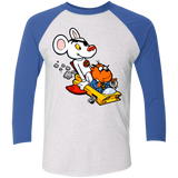T-Shirts Heather White/Vintage Royal / X-Small Danger Mouse Men's Triblend 3/4 Sleeve