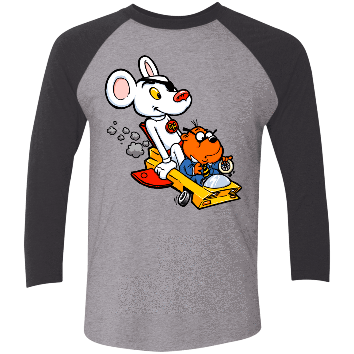 T-Shirts Premium Heather/ Vintage Black / X-Small Danger Mouse Men's Triblend 3/4 Sleeve