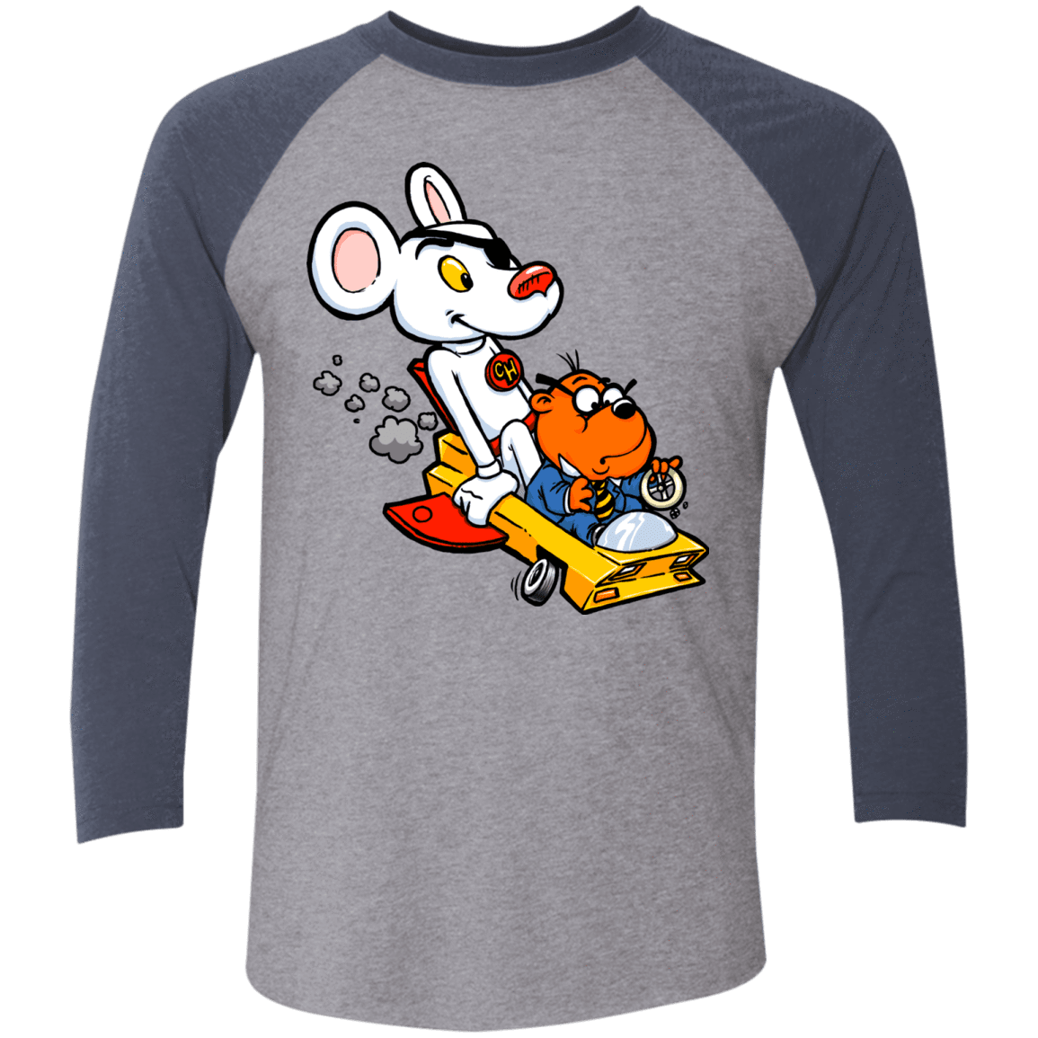 T-Shirts Premium Heather/ Vintage Navy / X-Small Danger Mouse Men's Triblend 3/4 Sleeve
