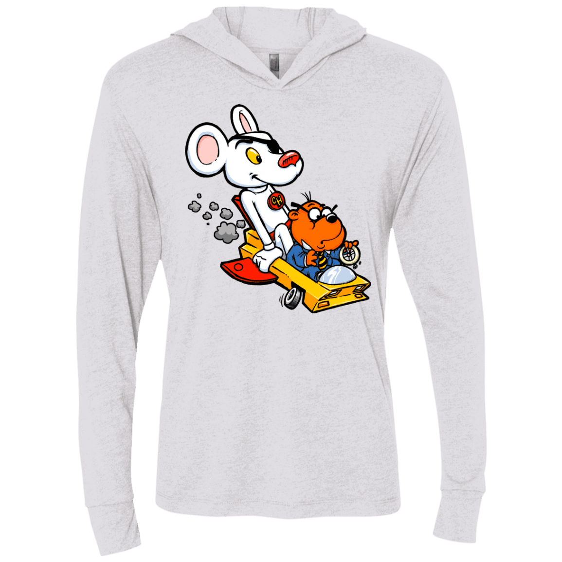 T-Shirts Heather White / X-Small Danger Mouse Triblend Long Sleeve Hoodie Tee