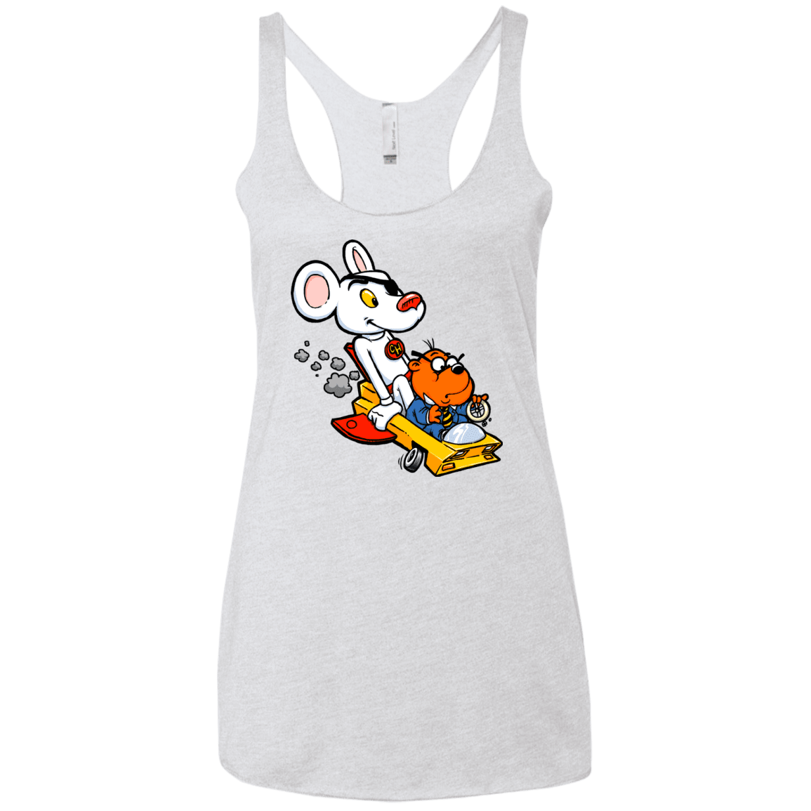 T-Shirts Heather White / X-Small Danger Mouse Women's Triblend Racerback Tank