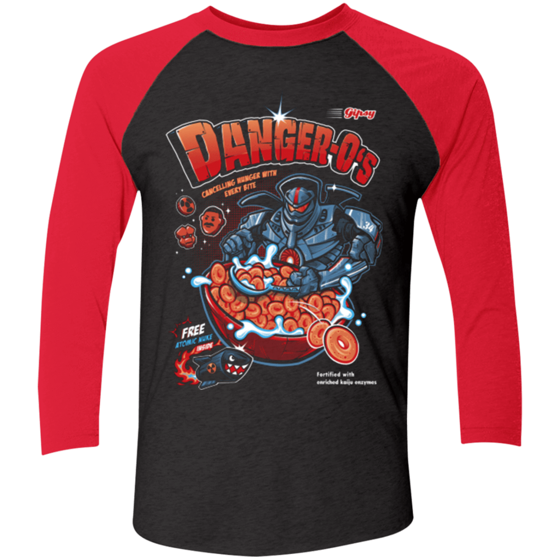 T-Shirts Vintage Black/Vintage Red / X-Small Danger O's Men's Triblend 3/4 Sleeve
