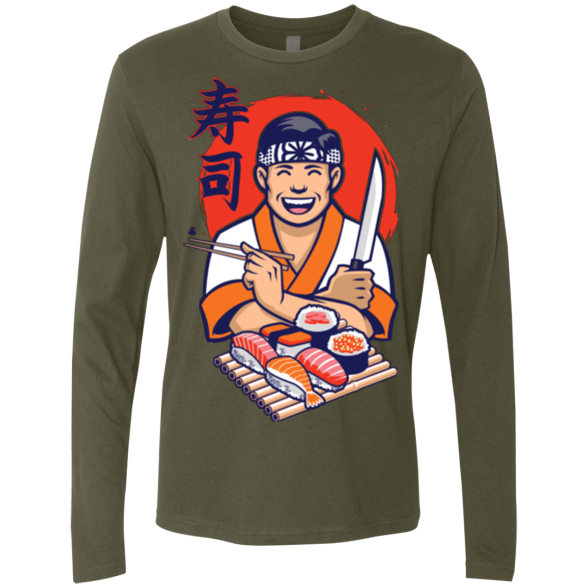 T-Shirts Military Green / S DANIEL SAN SUSHI Men's Premium Long Sleeve