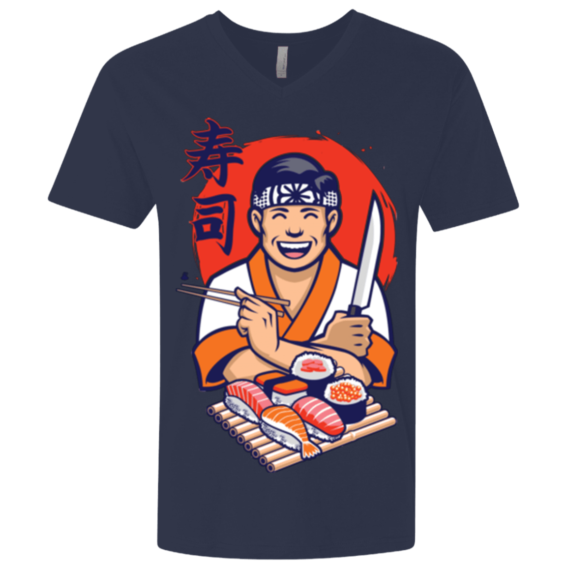 T-Shirts Midnight Navy / X-Small DANIEL SAN SUSHI Men's Premium V-Neck